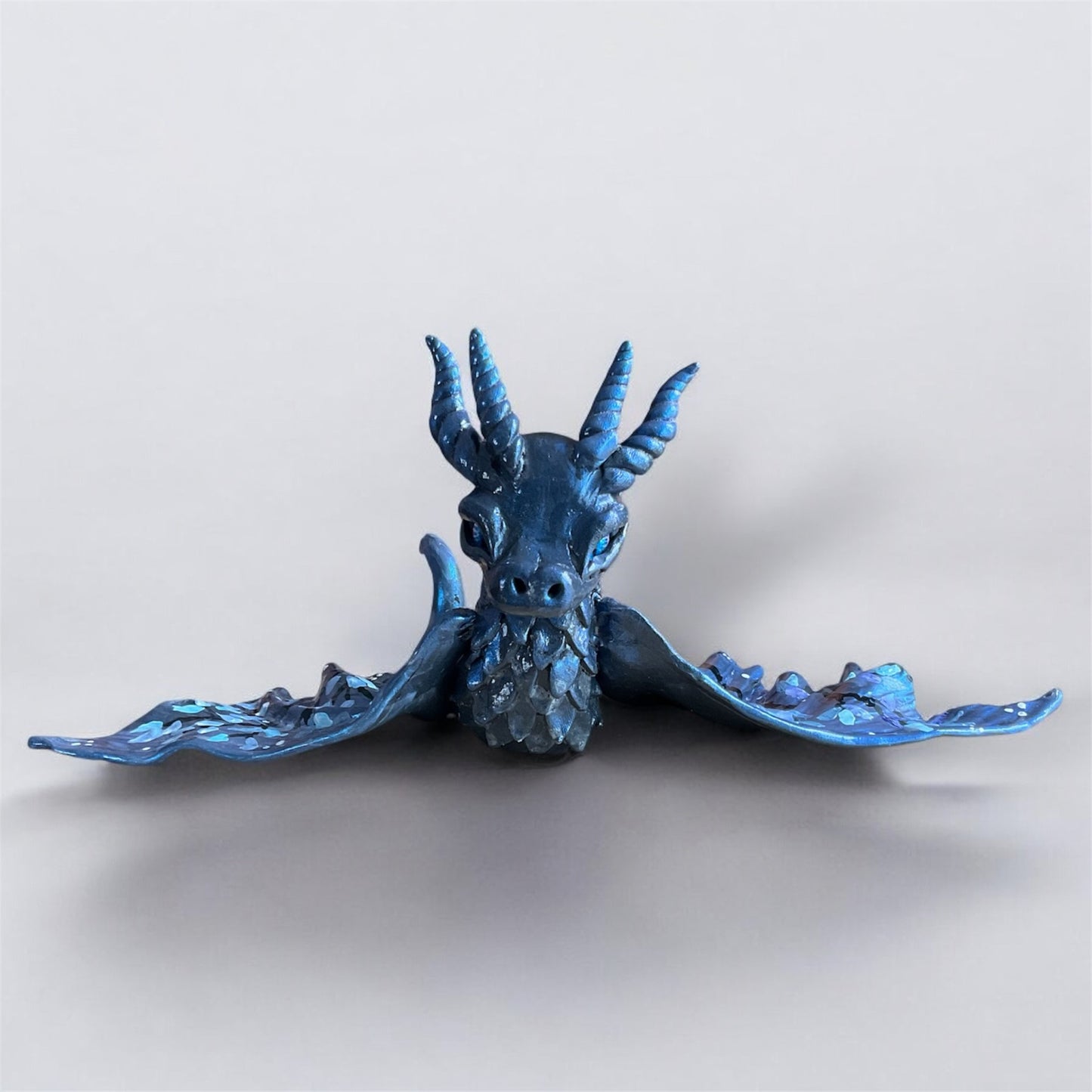 Midnight Blossom Dragon - Handmade Fantasy Figurine