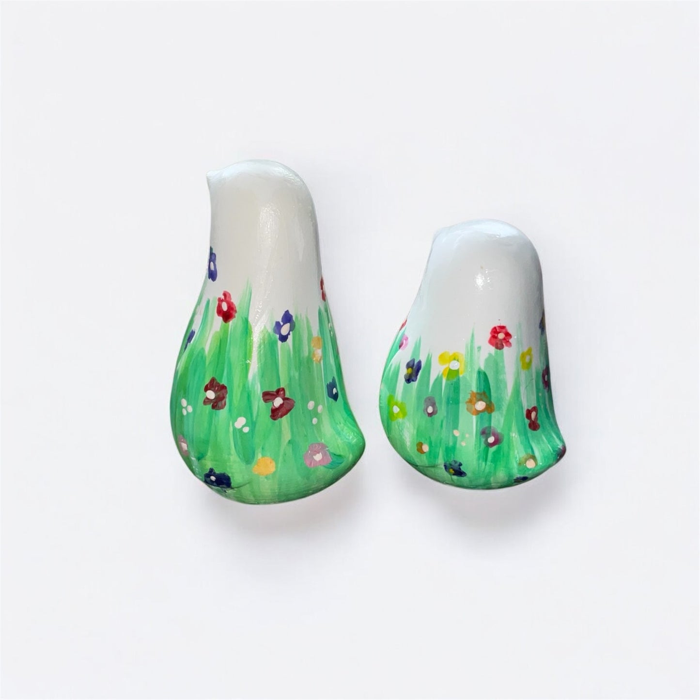 Hand-Painted Spring Meadow Bird Figures (Set of 2)