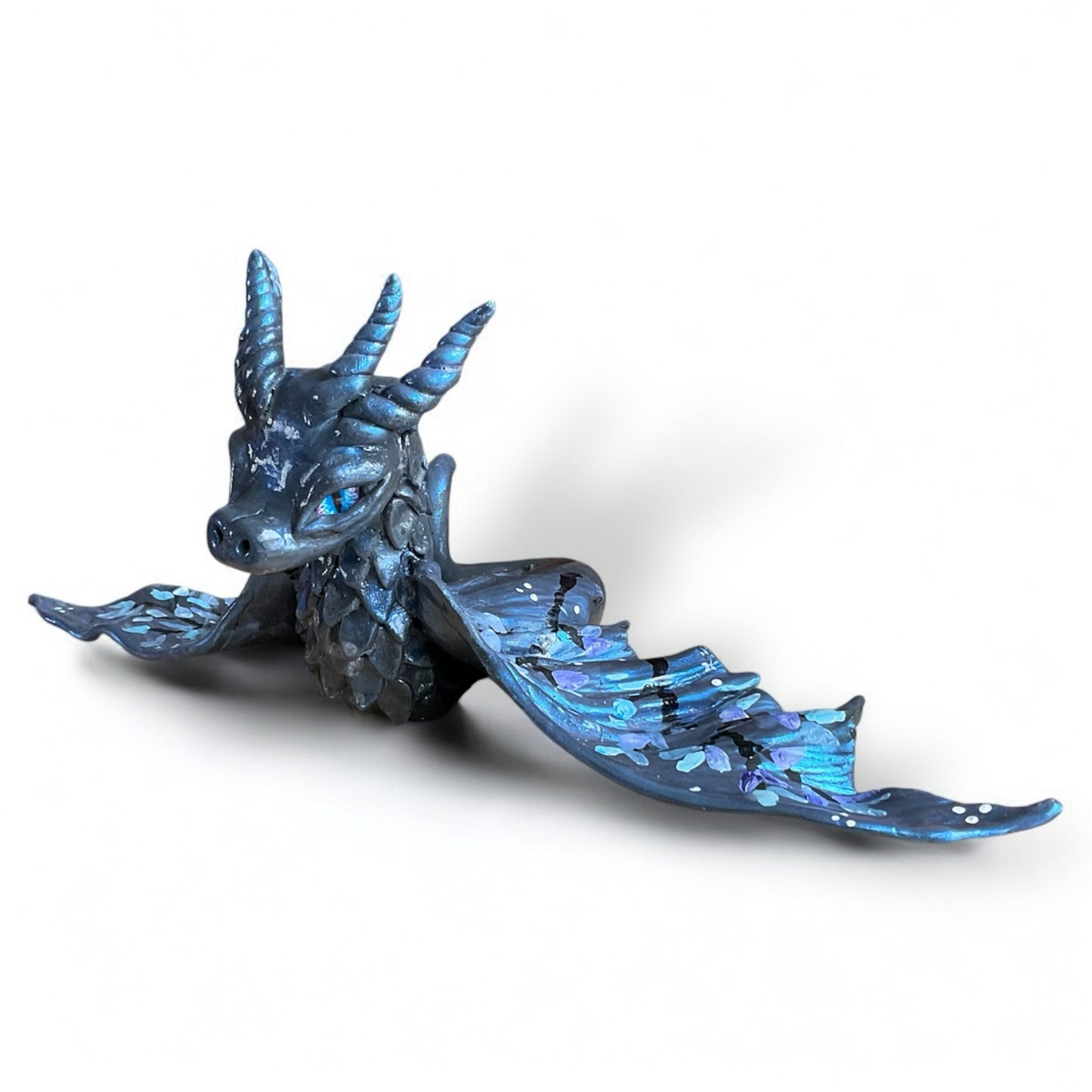 Midnight Blossom Dragon - Handmade Fantasy Figurine