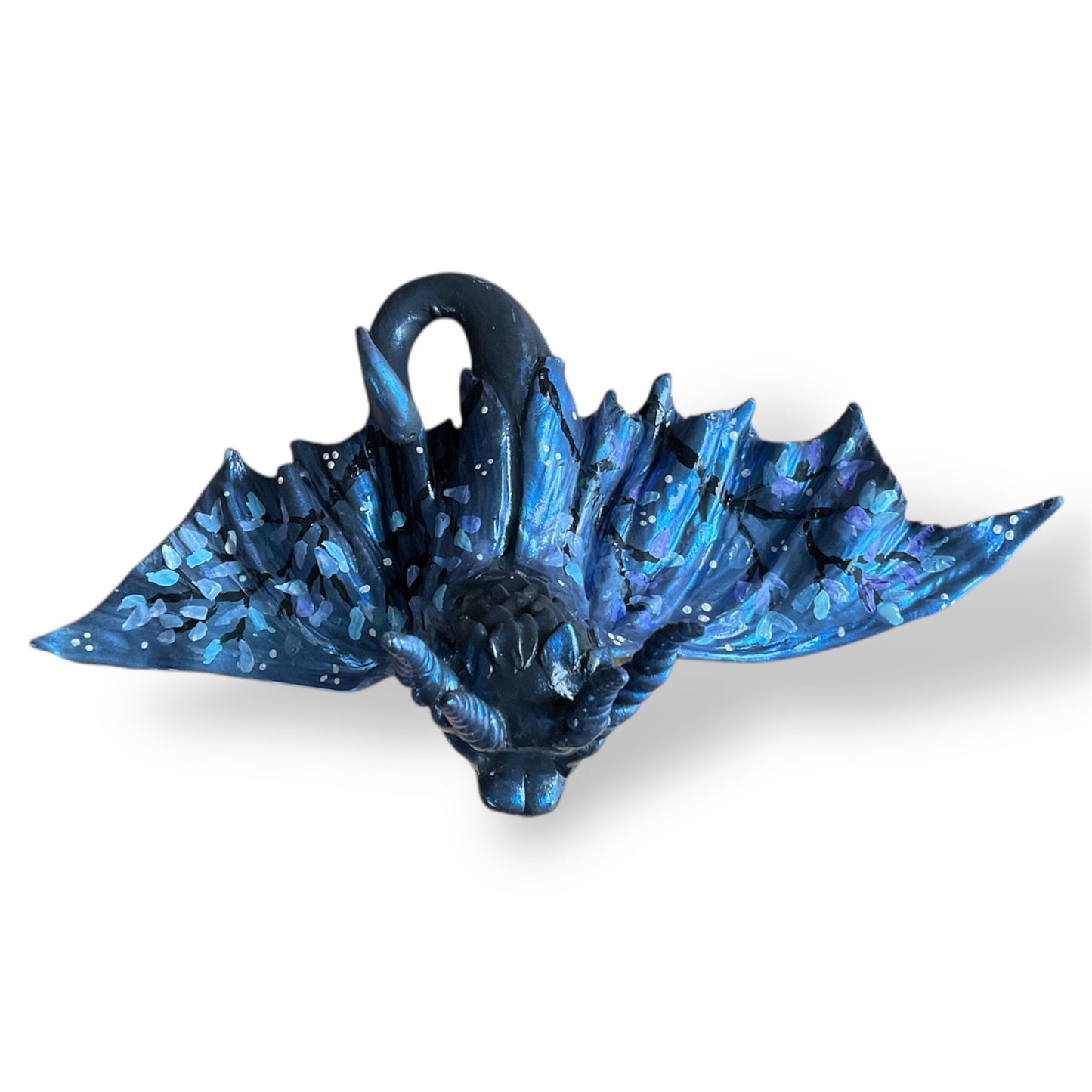 Midnight Blossom Dragon - Handmade Fantasy Figurine