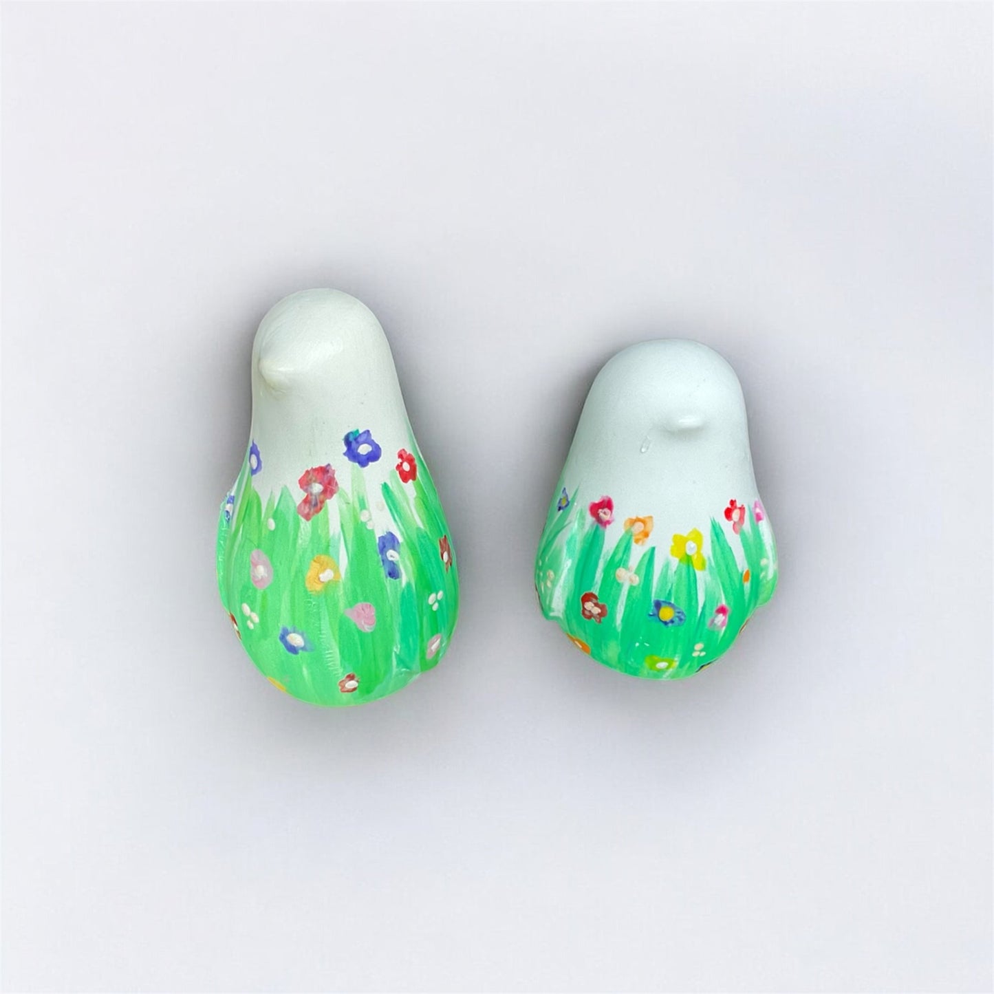 Hand-Painted Spring Meadow Bird Figures (Set of 2)